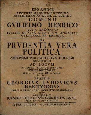 De Prvdentia Vera Politica
