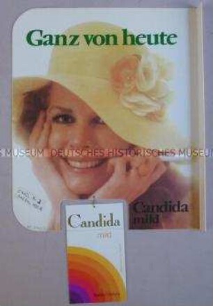Werbeschild (Ausleger,doppelseitig) für "Candida mild"-Zigaretten, "Ganz von heute"