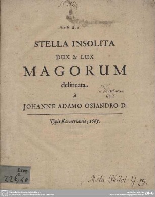 Stella insolita dux & lux magorum