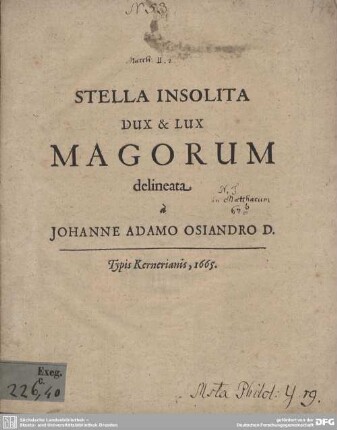 Stella insolita dux & lux magorum