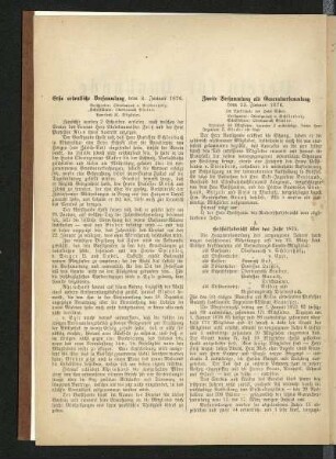 Erste ordentliche Versammlung vom 8. Januar 1876