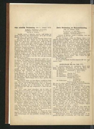 Erste ordentliche Versammlung vom 8. Januar 1876