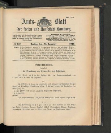 No. 316, 29. Dezember 1916