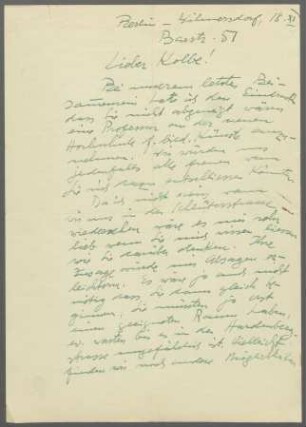 Briefwechsel zwischen Karl Hofer und Georg Kolbe