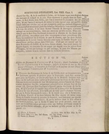 Section VII. Histoire de Leon & de Castille jusqu´ à Ferdinand & Isabelle.