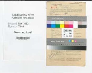 Entnazifizierung Josef Baeumer , geb. 07.05.1901 (Polizeibeamter)