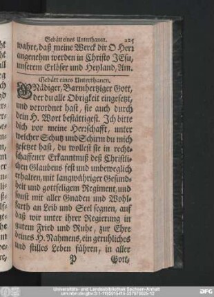 Gebätt eines Unterthanen.