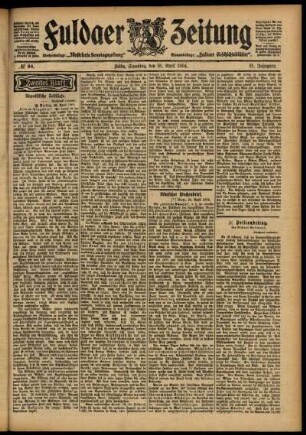 Zweite Ausgabe vom Samstag, den 30. April 1904.