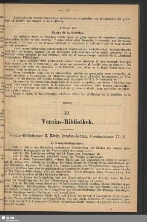 III. Vereins-Bibliothek