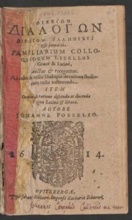 Oikeiōn Dialogōn Biblion Ellēnisti kai rōmaisti : auctus & recognitus