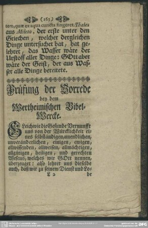Prüfung der Vorrede bey dem Wertheimischen Bibel-Wercke