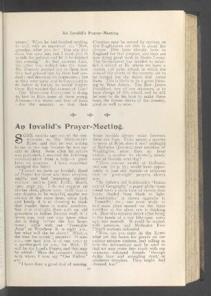 An invalid's prayer-meeting