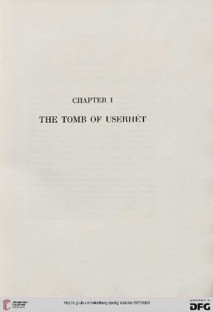 Chapter I: The tomb of Userhêt
