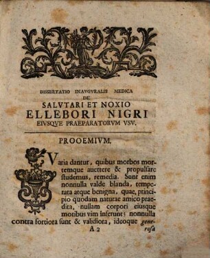 De Salutari Et Noxio Ellebori Nigri Eiusque Praeparatorum Usu