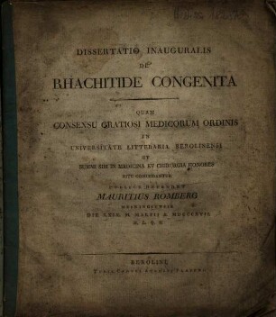 Dissertatio inauguralis De rhachitide congenita