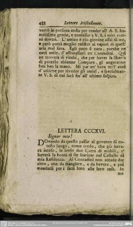 Lettera CCCXVI. Signor mio!