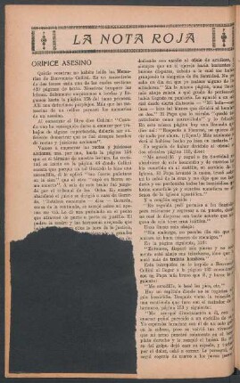 La nota roja [incompleto] : Orífice asesino