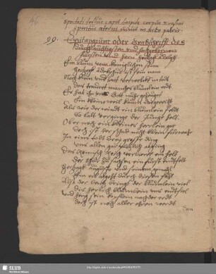 Nr. 99. Epitaphium oder Grabschrifft