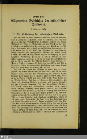Erster Teil. Allgemeine Geschichte der männlichen Diakonie