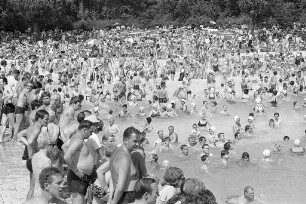 Badebetrieb im Rheinstrandbad Rappenwört.