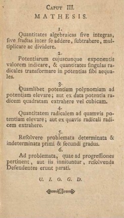 Caput III. Mathesis.