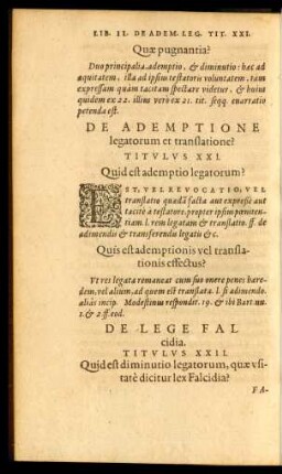 De Ademptione legatorum et translatione? Titulus XXI.
