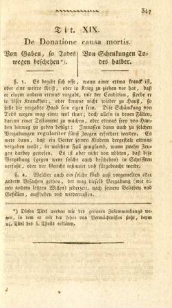 Tit. XIX. Von Schenkungen Todes halber