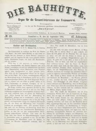 No. 39. Frankfurt a. M., den 24. September 1904. 47. Jahrgang.