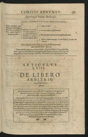 Articulus XVIII. De Libero Arbitrio.