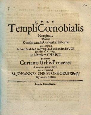 Templi coenobialis nomina