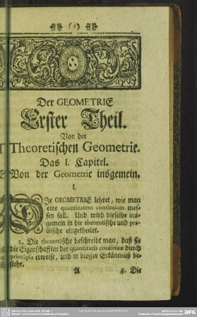 Erster Theil. Von der Theoretischen Geometrie