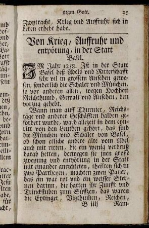Von Krieg, Auffruhr und entpörung, in der Statt Basel.