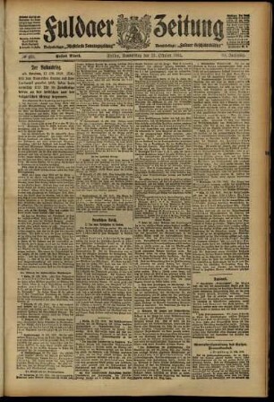 Erste Ausgabe vom Donnerstag, den 17. Oktober 1912.