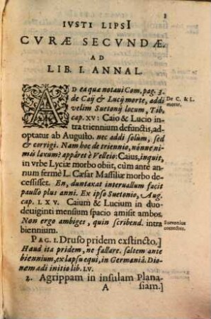 Ivsti Lipsi[i] Ad C. Cornelium Tacitvm Cvrae Secvndae