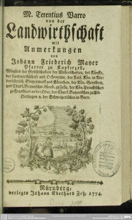 M. Terentius Varro von der Landwirthschaft