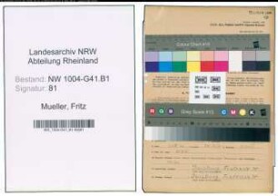 Entnazifizierung Fritz Mueller , geb. 18.07.1901 (Feuerwehrmann)
