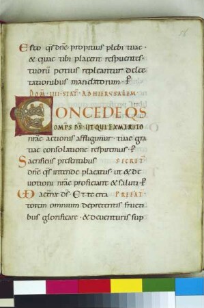 Guntbald-Sakramentar — Schriftseite mit Initiale, Folio fol. 58r