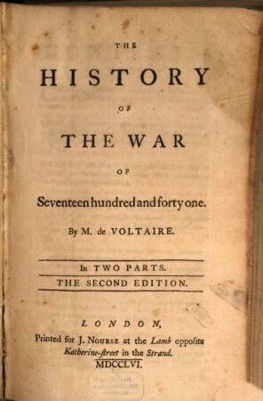 The history of the war of seventeen hundred and forty one