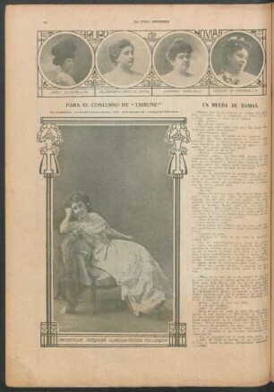 Para el concurso de "Tribune" - Nuestra contribución de bellezas argentinas : Sra. Matilde Mezquita Luro de Meyer Pellegrini