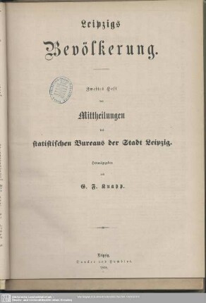 2.1868: Mittheilungen des Statistischen Bureaus der Stadt Leipzig