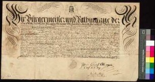 Geburtsbescheinigung für Adam Carl Gottfried Dantz aus Bautzen durch Bürgermeister und Rat von Bautzen.