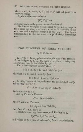 Two theorems on prime numbers.