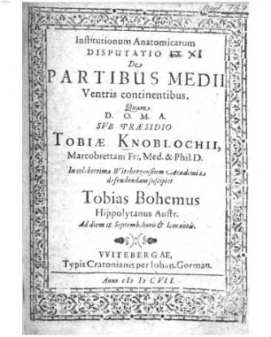 Disputatio Institutionum Anatomicarum. 11, De Partibus Medii Ventris continentibus