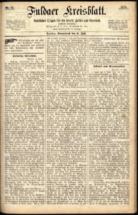 Erste Ausgabe vom Samstag, den 06. Juli 1878.