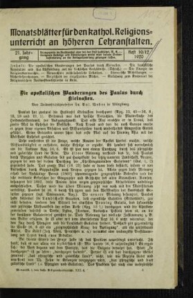 ¬Die¬ apostolischen Wanderungen des Paulus durch Kleinasien