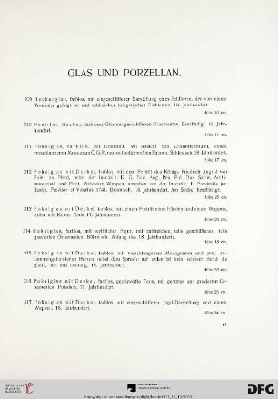 Glas und Porzellan (Nr. 309-341)