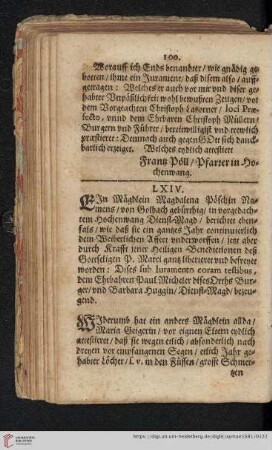LXIV. Ein Mägdlein Magdalena Pöschin Namens