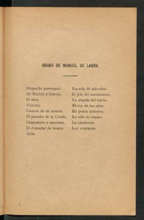 Obras de Manuel de Labra