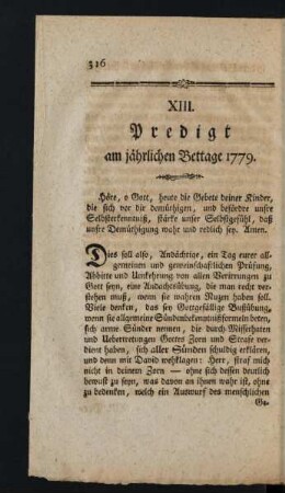 XIII. Predigt am jährlichen Bettage 1779
