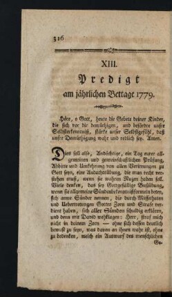 XIII. Predigt am jährlichen Bettage 1779